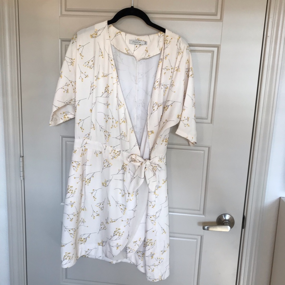White floral wrap dress